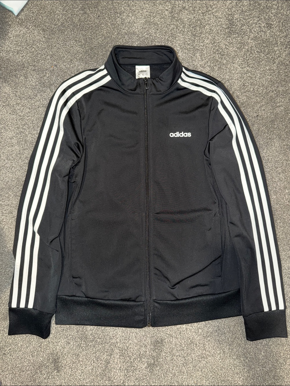 adidas Black Jacket with White Three-Stripe Detail